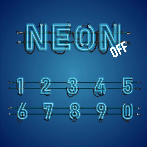 Realistic Neon Font Wires Console Vector Illustration — Stock Vector