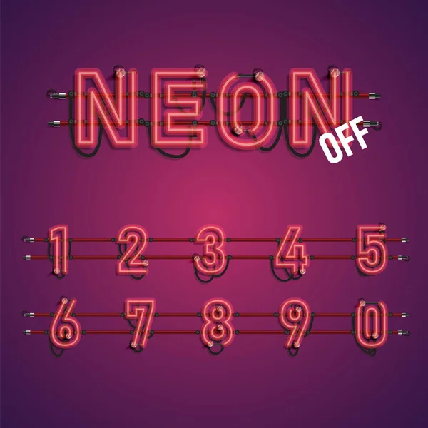 Caratteri Realistici Neon Con Fili Console Illustrazione Vettoriale — Vettoriale Stock