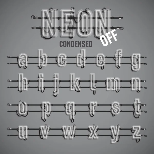 Telleri ve konsol, vektör çizim ile gerçekçi neon yazı tipi