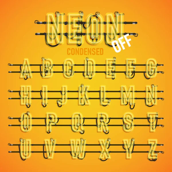 Telleri ve konsol, vektör çizim ile gerçekçi neon yazı tipi