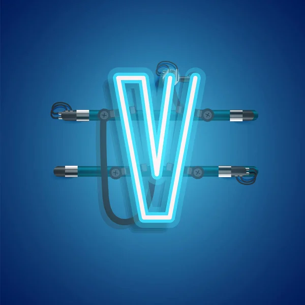 Reális neon karakter vezetékek és a konzol, vektor Illustra — Stock Vector