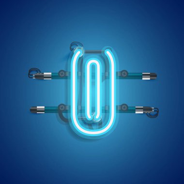 Teller ve konsol ile gerçekçi neon karakter, vektör illustra