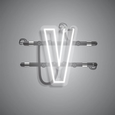 Teller ve konsol ile gerçekçi neon karakter, vektör illustra