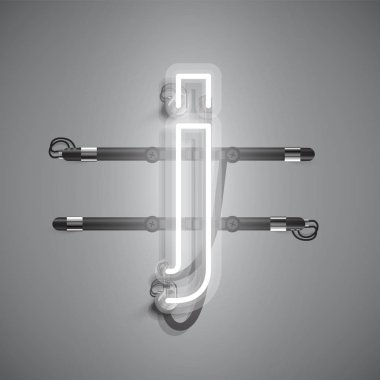 Teller ve konsol ile gerçekçi neon karakter, vektör illustra