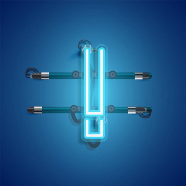 Teller ve konsol ile gerçekçi neon karakter, vektör illustra