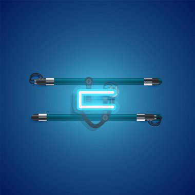 Teller ve konsol ile gerçekçi neon karakter, vektör illustra