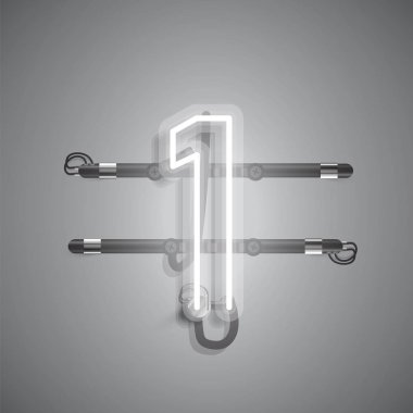 Teller ve konsol ile gerçekçi neon karakter, vektör illüstrasyon