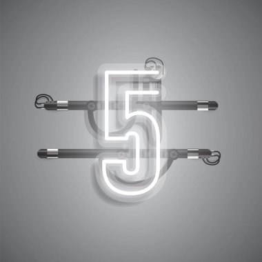 Teller ve konsol ile gerçekçi neon karakter, vektör illüstrasyon