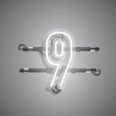 Teller ve konsol ile gerçekçi neon karakter, vektör illüstrasyon