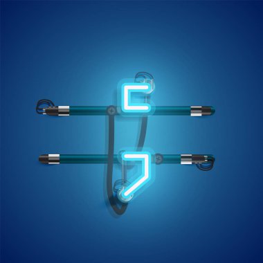 Teller ve konsol ile gerçekçi neon karakter, vektör illüstrasyon