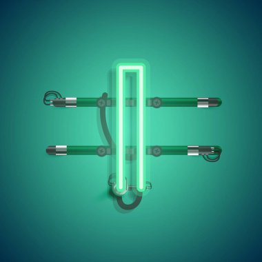 Teller ve konsol ile gerçekçi neon karakter, vektör illüstrasyon