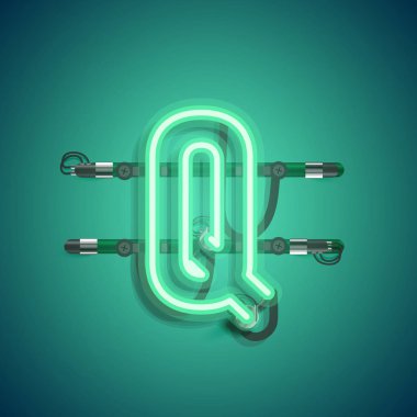 Teller ve konsol ile gerçekçi neon karakter, vektör illüstrasyon