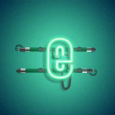 Teller ve konsol ile gerçekçi neon karakter, vektör illüstrasyon