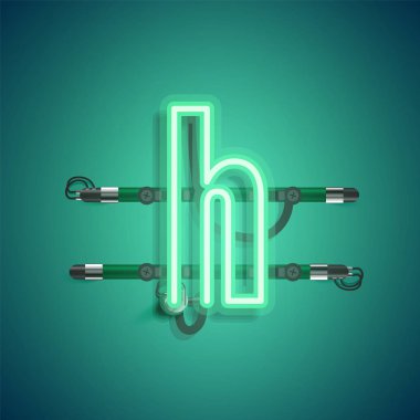 Teller ve konsol ile gerçekçi neon karakter, vektör illüstrasyon