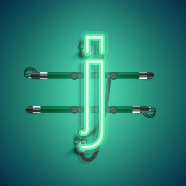 Teller ve konsol ile gerçekçi neon karakter, vektör illüstrasyon