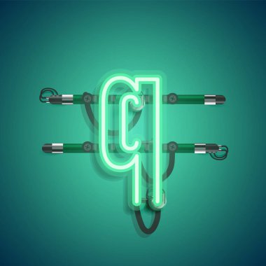 Teller ve konsol ile gerçekçi neon karakter, vektör illüstrasyon