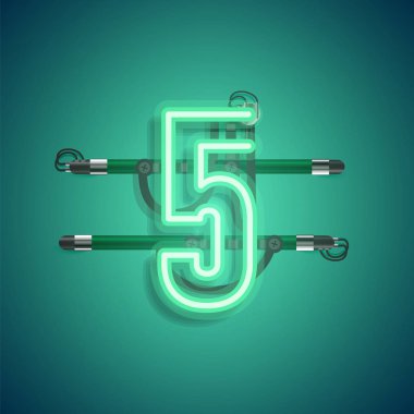 Teller ve konsol ile gerçekçi neon karakter, vektör illüstrasyon