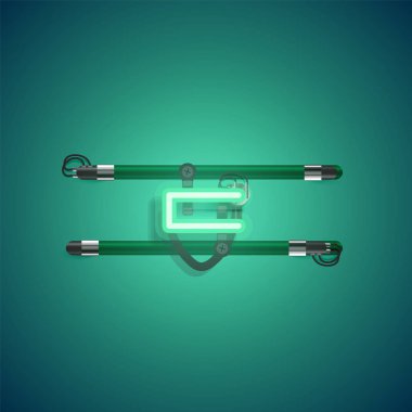 Teller ve konsol ile gerçekçi neon karakter, vektör illüstrasyon