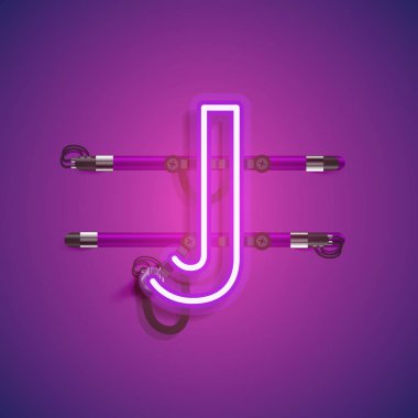 Teller ve konsol ile gerçekçi neon karakter, vektör illüstrasyon