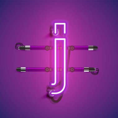 Teller ve konsol ile gerçekçi neon karakter, vektör illüstrasyon