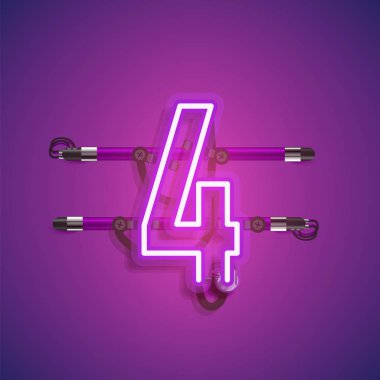 Teller ve konsol ile gerçekçi neon karakter, vektör illüstrasyon