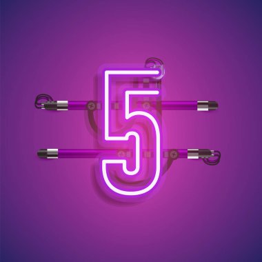 Teller ve konsol ile gerçekçi neon karakter, vektör illüstrasyon