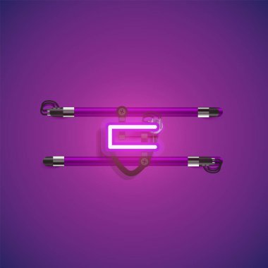 Teller ve konsol ile gerçekçi neon karakter, vektör illüstrasyon