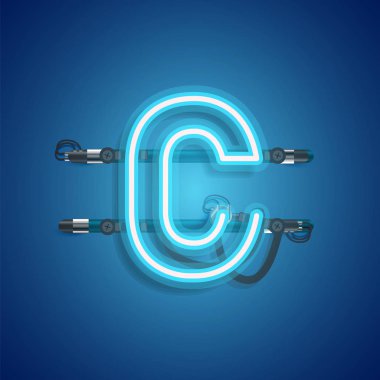 Teller ve konsol ile gerçekçi neon karakter, vektör illüstrasyon