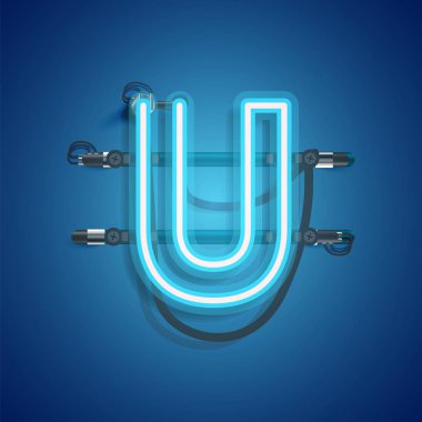 Teller ve konsol ile gerçekçi neon karakter, vektör illüstrasyon