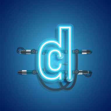 Teller ve konsol ile gerçekçi neon karakter, vektör illüstrasyon