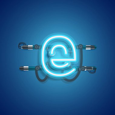 Teller ve konsol ile gerçekçi neon karakter, vektör illüstrasyon