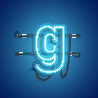 Teller ve konsol ile gerçekçi neon karakter, vektör illüstrasyon