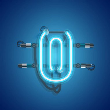 Teller ve konsol ile gerçekçi neon karakter, vektör illüstrasyon