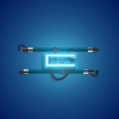 Teller ve konsol ile gerçekçi neon karakter, vektör illüstrasyon