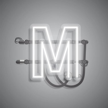 Teller ve konsol ile gerçekçi neon karakter, vektör illüstrasyon