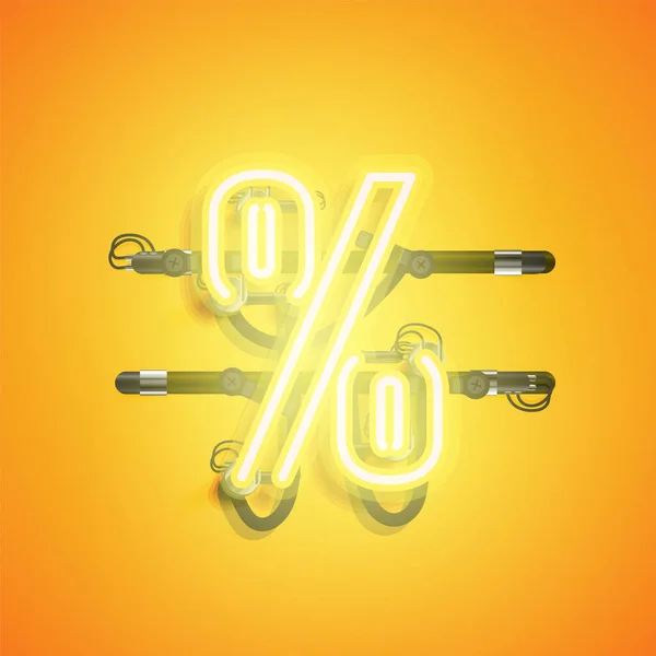 Valósághű neon karakter vezetékekkel és konzollal, vektoros illusztráció — Stock Vector
