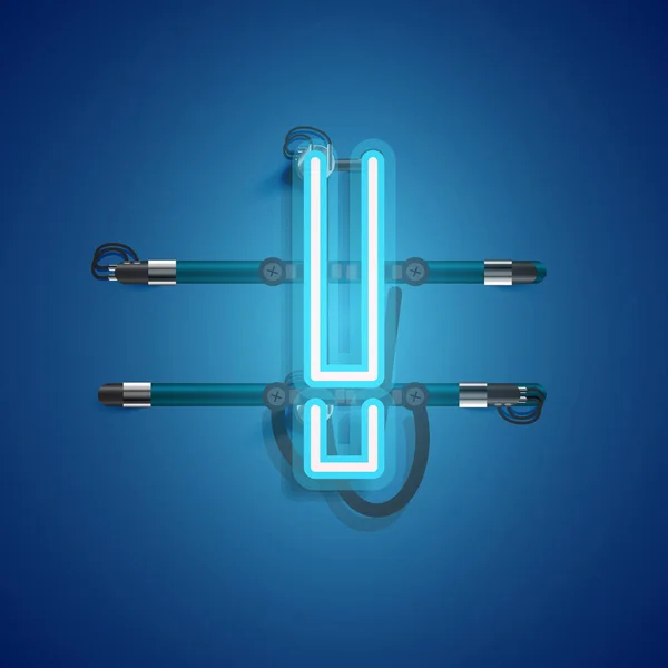 Realistisk neonkaraktär med trådar och konsol, vektor illustration — Stock vektor