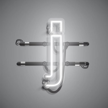 Teller ve konsol ile gerçekçi neon karakter, vektör illüstrasyon