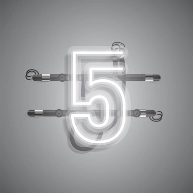 Teller ve konsol ile gerçekçi neon karakter, vektör illüstrasyon