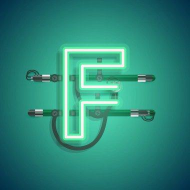 Teller ve konsol ile gerçekçi neon karakter, vektör illüstrasyon