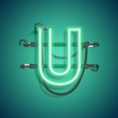 Teller ve konsol ile gerçekçi neon karakter, vektör illüstrasyon