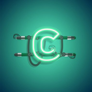 Teller ve konsol ile gerçekçi neon karakter, vektör illüstrasyon