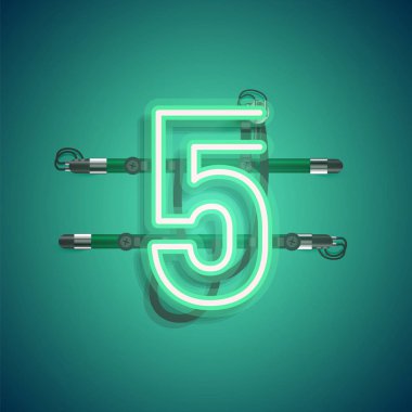 Teller ve konsol ile gerçekçi neon karakter, vektör illüstrasyon