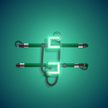 Teller ve konsol ile gerçekçi neon karakter, vektör illüstrasyon