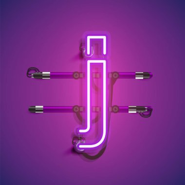 Teller ve konsol ile gerçekçi neon karakter, vektör illüstrasyon