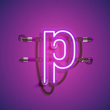 Teller ve konsol ile gerçekçi neon karakter, vektör illüstrasyon