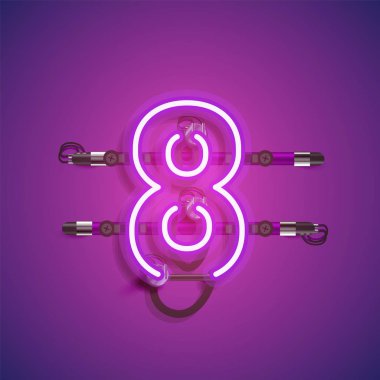 Teller ve konsol ile gerçekçi neon karakter, vektör illüstrasyon