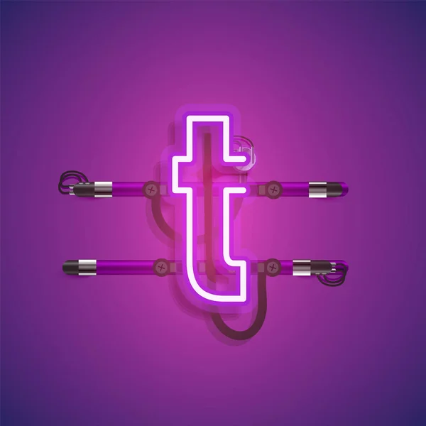 Karakter neon realistis dengan kabel dan konsol, ilustrasi vektor - Stok Vektor