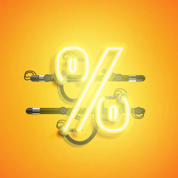 Valósághű neon karakter vezetékekkel és konzollal, vektoros illusztráció — Stock Vector