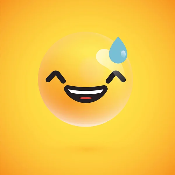 Emoticon amarelo bonito e detalhado para web, ilustração vetorial —  Vetores de Stock